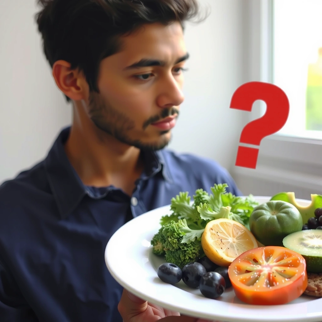 Fragezeichen über gesundem Essen